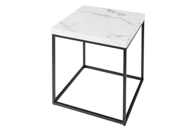 Produktbild von riess-ambiente Moderner Beistelltisch ARCHITECTURE 45cm weiß Marmor-Design Metallgestell Couchtisch Tisch