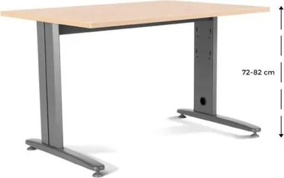 Produktbild von Schreibtisch Metal BxTxH 140x80x72cm Platte einstellbar Gestell grau Platte Melamin buche.