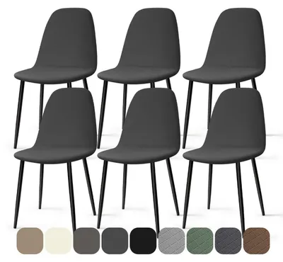 Produktbild von Stuhlhussen 6 Stück Stretch Dunkelgrau Elasthan Waschbar für Esszimmerstühle