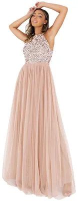 Zdjęcie produktu dla Sukienka dla druhen Maya Deluxe, model RL004 MM, kolor taupe blush, rozmiar 42 EU