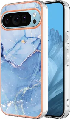 Immagine prodotto di Custodia per Google Pixel 9 Pro XL, custodia in silicone TPU a fantasia, paraurti antiurto Azzurro