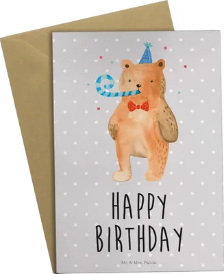 Produktbild von Mr. & Mrs. Panda babykarte Bär Geburtstag - Grau Pastell - Geschenk, hochzeitskarten, einladungskarten, Grußkarten, Alles Gute, weihnachtskarten, Teddy, Glückwunsch