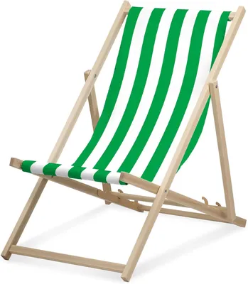 Produktbild von Liegestuhl - Breit gestreift - Grün - klappbar - aus Buchenholz - bis 95kg belastbar - 3fach verstellbare Lehne - Strandliege