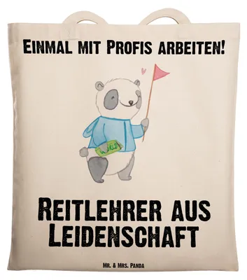Produktbild von Mr. & Mrs. Panda Tote Bag Reitlehrer Leidenschaft - Transparent - Geschenk, Tasche, Jutebeutel, Laptoptasche, Uni, Einkaufstasche