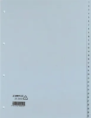 Produktbild von Register A4 PP 1-31 grau Packung mit 10 Stück
