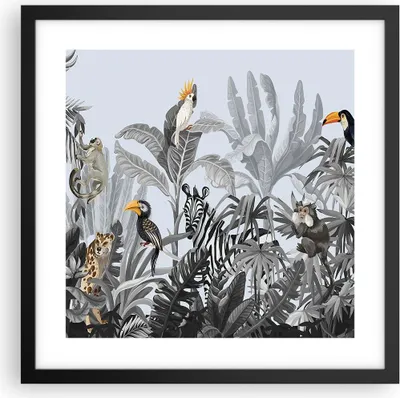 Produktbild von Gerahmtes Poster - Schwarzer Rahmen - Dschungel Tiere Tukane - 40x40 cm - Wand Bild - Wanddeko - Wandbilder - Kunstposter - Wandposter - Bilderrahmen - Bilder - Kunstdruck - P2BAC40x40-4662