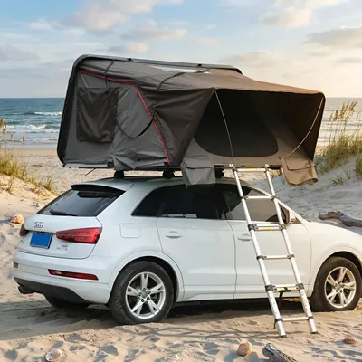 Produktbild von Hardcase Autodachzelt Grau 3-4 Personen mit Baumwolleinlage zur Wärmeisolierung, 220x225x115cm Dachzelt