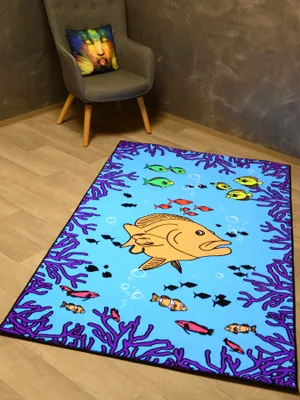 Produktbild von PSYWORK Schwarzlicht Teppich Fluo "Neon Ocean", 1,2x2m