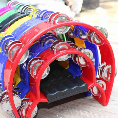 Image de Tambourin à main à deux rangées de clochettes, poignée ergonomique pour les soirées karaoké