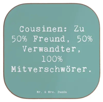 Produktbild von Mr. & Mrs. Panda unterleger Spruch Cousin Mitverschwörer - Meeresbrise - Geschenk, Familie, Jubiläen, Freude, Verbündete, Lächeln, Untersetzer Glas, Verwandtschaft, Spaß