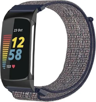 Produktbild von Nylon-Smartwatch-Armband – Passend für Fitbit Charge 5 / Fitbit Charge 6 – Blau – Strap-it Uhrenarmband / Armband