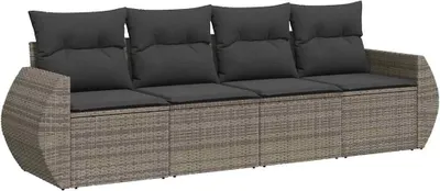 Obrázek produktu pro vidaXL 4dílná zahradní sedací souprava s polštáři Grey Poly Rattan