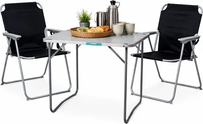 Produktbild von 3-teiliges Campingmöbel Outdoor Camping Set Alu L70xB50xH59cm schwarz