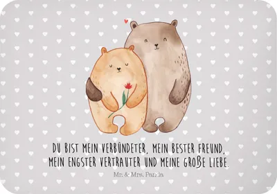 Produktbild von Mr. & Mrs. Panda magnet Bären Liebe - Grau Pastell - Geschenk, Verknallt, Bär, Notizhalter, Freundin, Kuscheln, zettelhalter, küchenmagnet, Kühlschrankmagnet