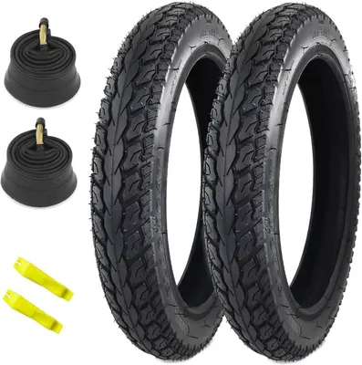 Produktbild von MEGHNA 2er-Pack 14 Zoll E-Bike Reifen + Schlauch 14 AV32mm + Reifenheber