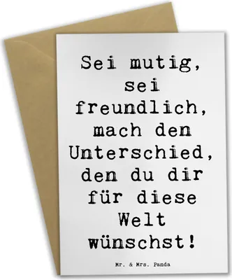 Produktbild von Mr. & Mrs. Panda Grußkarte Spruch Freundlichkeiten verbreiten - Weiß - Geschenk, Welt verbessern, babykarte, Mutmacher, sei freundlich, Zuversicht, Vertrauem, Mitgefühl