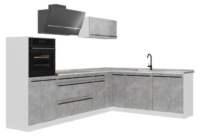 Productafbeelding van Hoekkeuken Vicco R-Line Beton/Wit 287 x cm marmer werkblad, Model 67535
