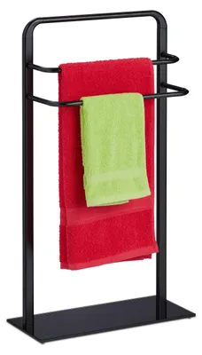 Handtuchständer, 3 Stangen, 79x45x20 cm, Stahl, Schwarz