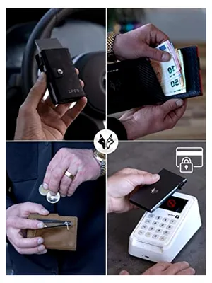 Produktbild von Slim Wallet mit Münzfach AirTag kompatibel I Kartenetui mit RFID Schutz I Mini Geldbörse Cardholder I Geldbeutel für Karten & Scheine aus echtem Leder für Herren & Damen