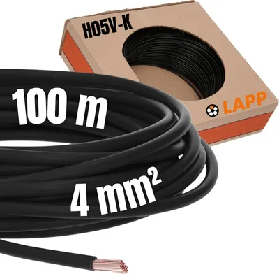 Immagine prodotto di 100 metri Lapp 4520013 H07V-K Kabel 4mm² PVC Leitung Schwarz 1x4 Einzelader Schwarz