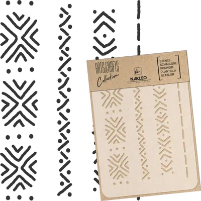 Produktbild von Malschablone für Handwerk A3 30x42cm, Schlammtuch Afrikanisch Boho Muster, Wiederverwendbare Kunststoff DIY & Scrapbooking Zeichenschablone