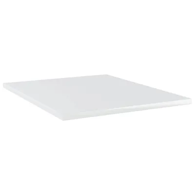 A single white shelf is shown from a slightly elevated side angle against a white background.