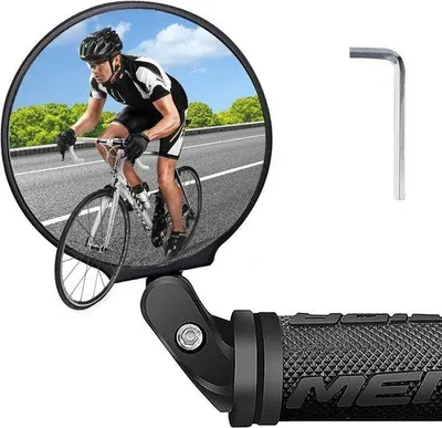 Productafbeelding van Fietsspiegel - Zwart - 360° draaibaar - Achteruitkijkspiegel voor Fietsstuur - Voor Mountainbike en Racefiets