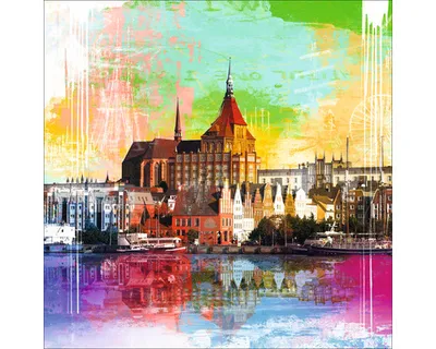Produktbild von Glasbild Rostock Wahrzeichen I GLA1707 80x80 cm