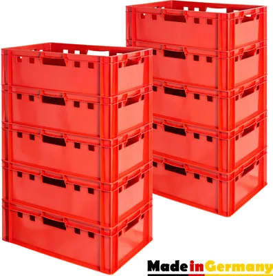 Produktbild von Fleischkiste E2 Fleischkiste Rot Fleischerkiste Fleischkisten Kiste Fleischkiste Eurobox Lebensmittelecht 60 x 40 Metzgerkiste Auswahl Kingpower, Anzahl:10