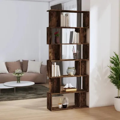 Produktbild von vidaXL Bücherregal/Raumteiler Räuchereiche 80x24x192 cm Holzwerkstoff - Bücherregal - Bücherregale - Bücherschrank - Raumteiler