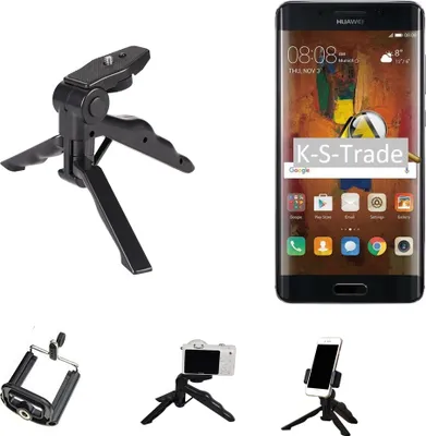Produktbild von K-S-Trade Stativ Tisch-Ständer Dreibein Handy-Stativ Ständer kompatibel mit Huawei Mate 9 Pro Mini-Stativ Smartphone Tripod Handy-Stativ aus Plastik