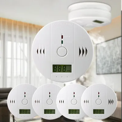 Produktbild von Jopassy 5x CO Medler Rauchmelder Feueralarm Pause und Testtaste Batterieanzeige Weiß