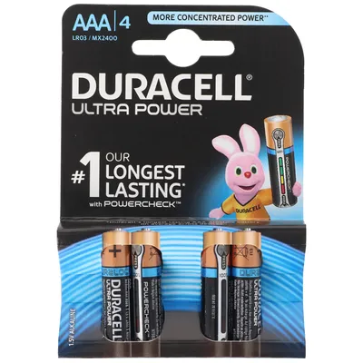 Produktbild von Duracell AAA Ultra Power (4pcs), Alkali, Zylindrische, 1.5 V, LR03, 45 x 11 x 11 mm
