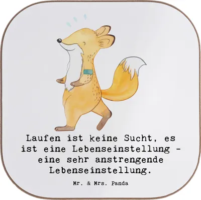 Produktbild von Mr. & Mrs. Panda Untersetzer für Gläser Laufen Lebensstil - Weiß - Geschenk, Tischschoner, Marathons, Teamsport, motivation, mrs, gläseruntersetzer, Sportart, Coaster