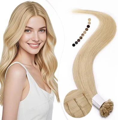 Productafbeelding van Haarverlengingen, bondingtechniek, lichtblond, 25 strengen, 25 gram, 45 cm, voor het haar