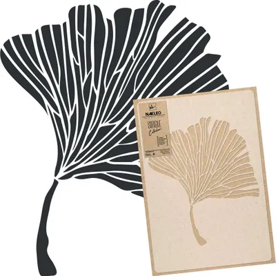 Produktbild von Große Malschablonen L 59x95 cm, Ginkgo Blatt Jungfernhaar Baum Muster, Wiederverwendbare Kunststoff Wandschablone