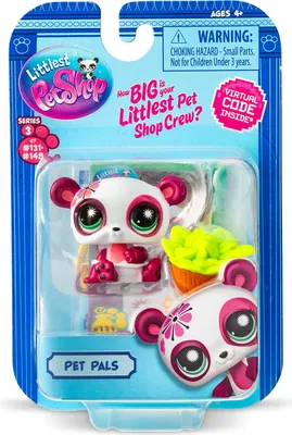 A packaged Littlest Pet Shop toy set featuring panda figures and accessories.