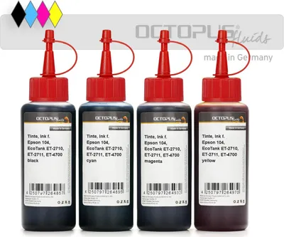 Image de Encre d'imprimante pour Epson 104, EcoTank ET-2710, ET-2711, ET-4700 CMYK 4x250ml