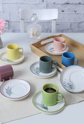 Produktbild von Hermia Concept, X00017911, Kaffeetassen-Set (12-teilig), Mehrfarbig, 100 % KERAMIK-STEINZEUG, 6 x 6 cm