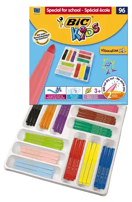 Image de Feutres de coloriage BIC KIDS Visacolor XL, paquet de 96 pièces pour la classe
