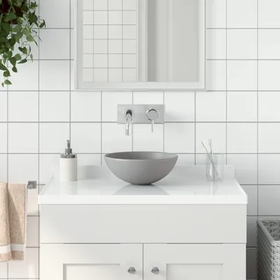 Immagine prodotto di vidaXL Lavabo in Vetroceramica grigio chiaro rotondo
