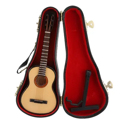 Image de Modèle de guitare,Modèle de guitare 1/6,Modèle de guitare pour poupée,Modèle de guitare pour poupée 12inch,Guitare en bois 1/6