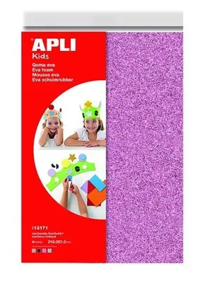 Immagine prodotto di Foglio di polistirolo espanso con glitter 210 x 297 mm - assortimento di 4 colori, 4 pezzi