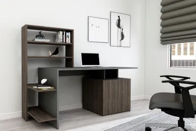 Produktbild von Skye Decor, Melis - Walnut, Anthracite, Schreibtische, Nussbaum, 146,3 x 73,8 x 60 cm