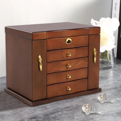 Image de Boîte à bijoux - Coffret à bijoux - Boîte à bijoux vintage - Rangement à bijoux - Boîte en bois massif