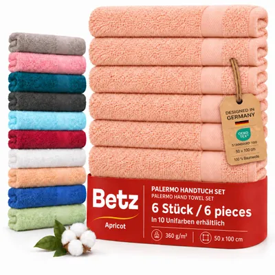 Produktbild von Betz Handtuch Set Palermo – 6er Pack Handtücher 50x100 cm – 100% Baumwolle, Handtücher für Bad, Gäste & Alltag – hochwertige Qualität - Farbe apricot