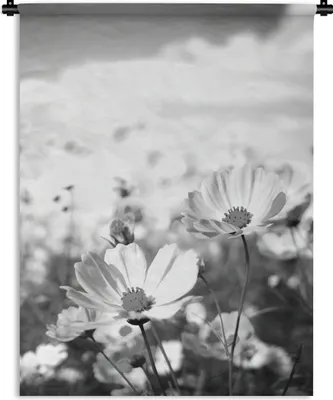 Produktbild von MuchoWow® Wandteppich Wandbehang Blumen - Wiese - Lila - Gras - Weiß - Wolken - Blau 150x200 cm Tapisserie Dekoration Wandtuch - Wandaufhängung - Moderner