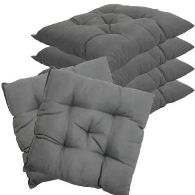 Produktbild von Stuhlkissen 38x38 cm ComfySeat - Sitzkissen mit 6 cm Comfort Sitzpolster - Indoor & Outdoor, Farbe:Grau, Set:6er Set