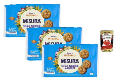 Produktbild von Italian Gourmet - Dolcesenza, Vollkornkekse ohne Zuckerzusatz – 3 x 280 g, knusprige Frühstückskekse aus Vollkornmehl, ideal zu Kaffee & Tee, Snack für unterwegs, Vorratspack + Italian Gourmet Polpa