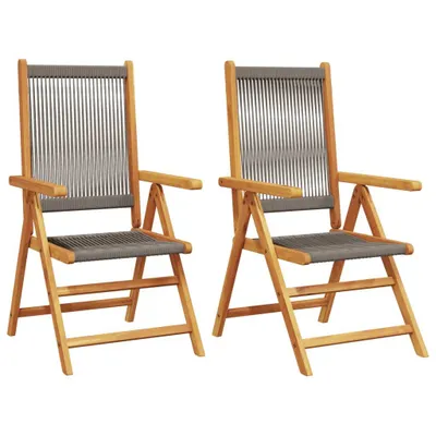 Image de Chaises de jardin lot de 2 gris bois d'acacia et polypropylène